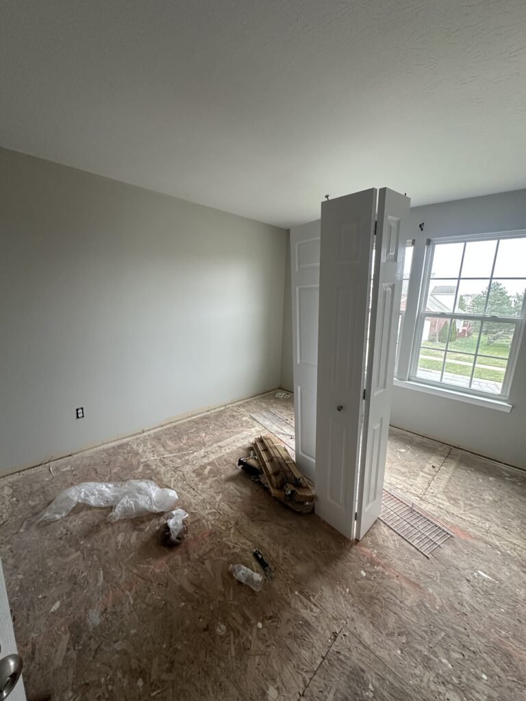 An unfinished room with gray walls. | The Bearded Contractor